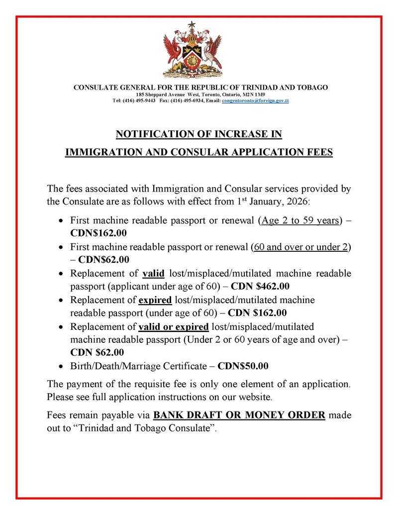 Notice re change in fees amended (002)